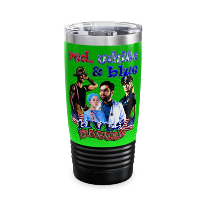 rw&b lives matter - Ringneck Tumbler, 20oz (logo green)