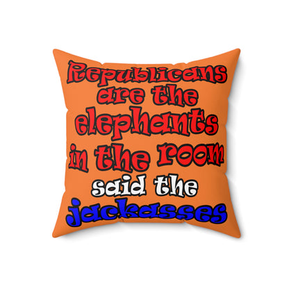 donkeys and elephants - Spun Polyester Square Pillow - (crusta)