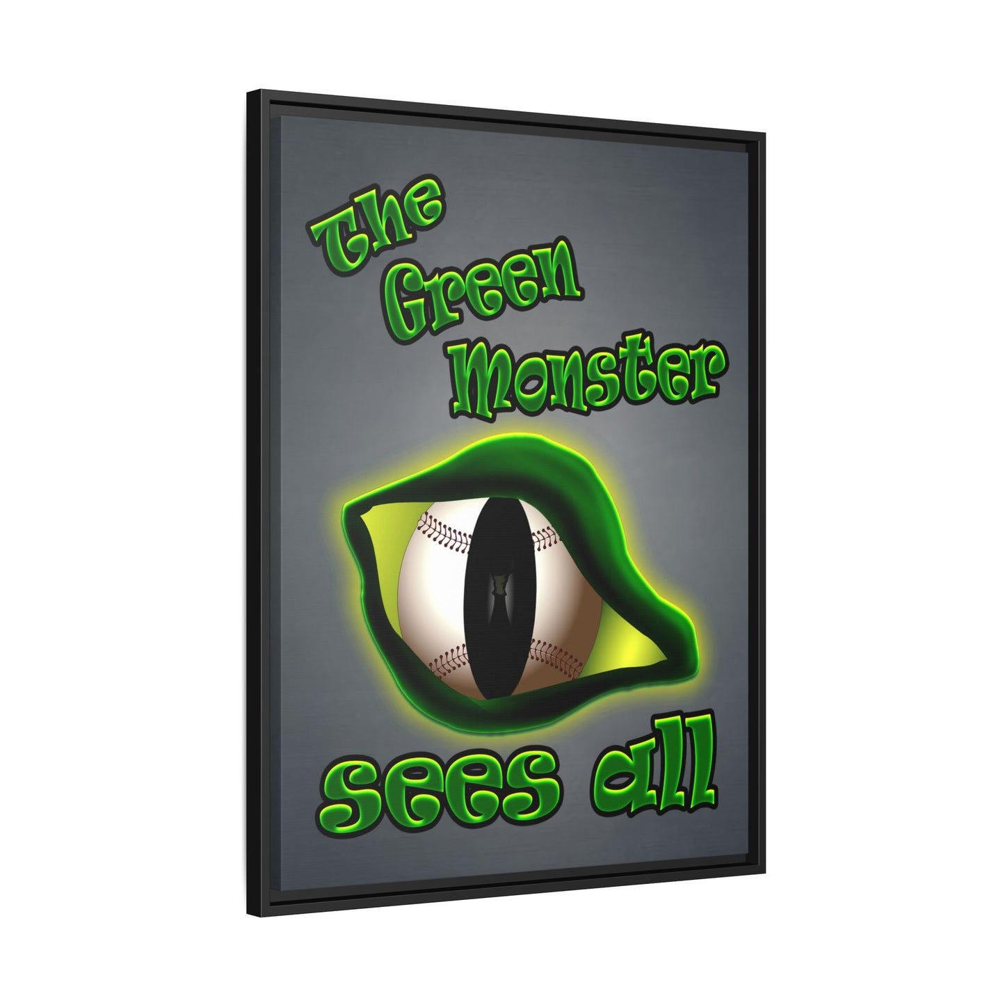 green monster - framed canvas art (grey-light grey)