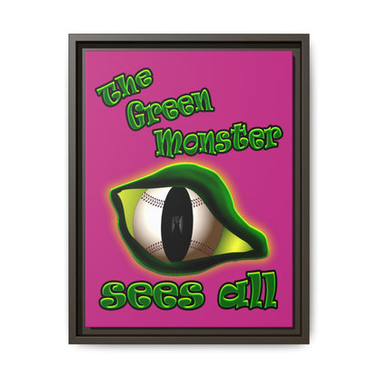 green monster - framed canvas art (pink)