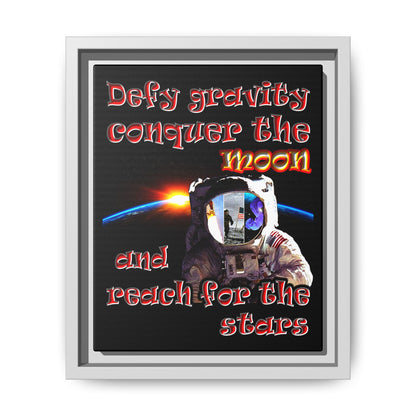 defy conquer reach - framed canvas art (black)
