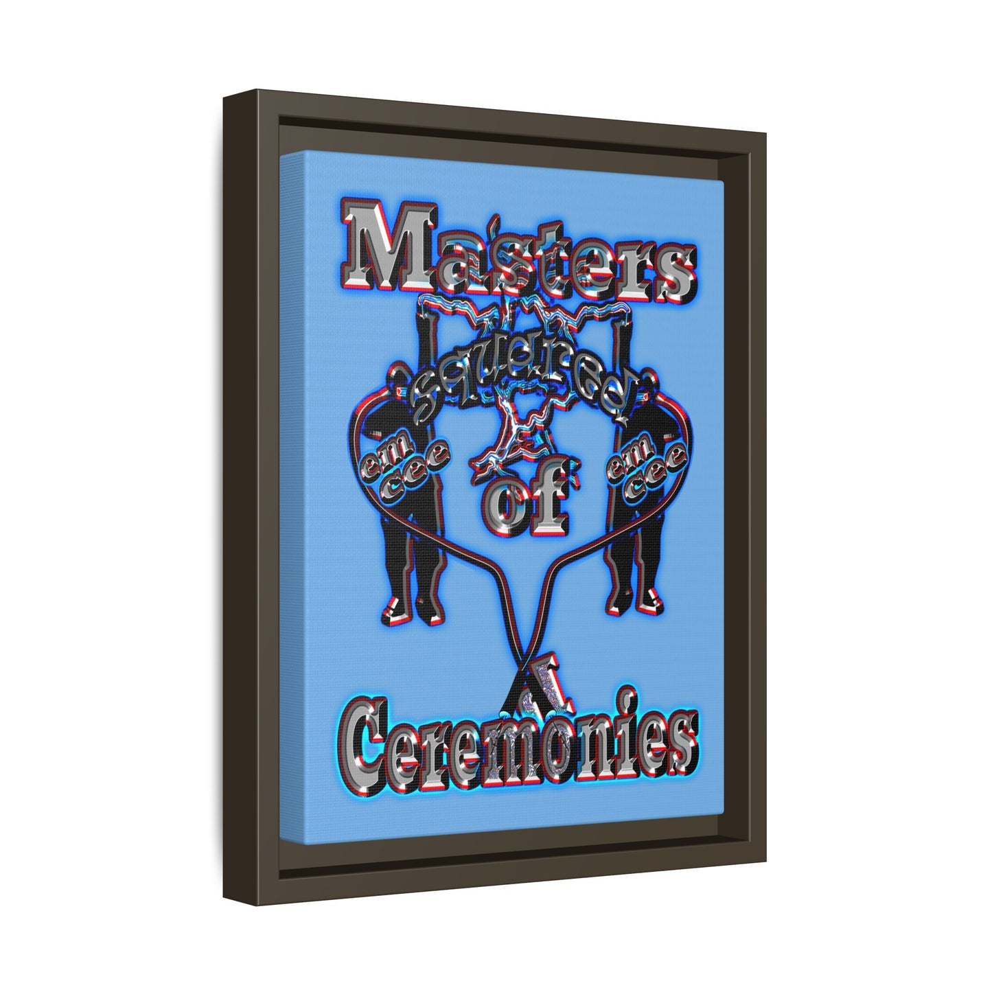 em cee squared - framed canvas art (light blue)