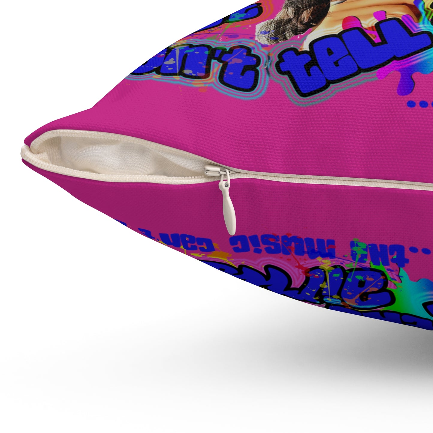 drop the beat - Spun Polyester Square Pillow - (pink)