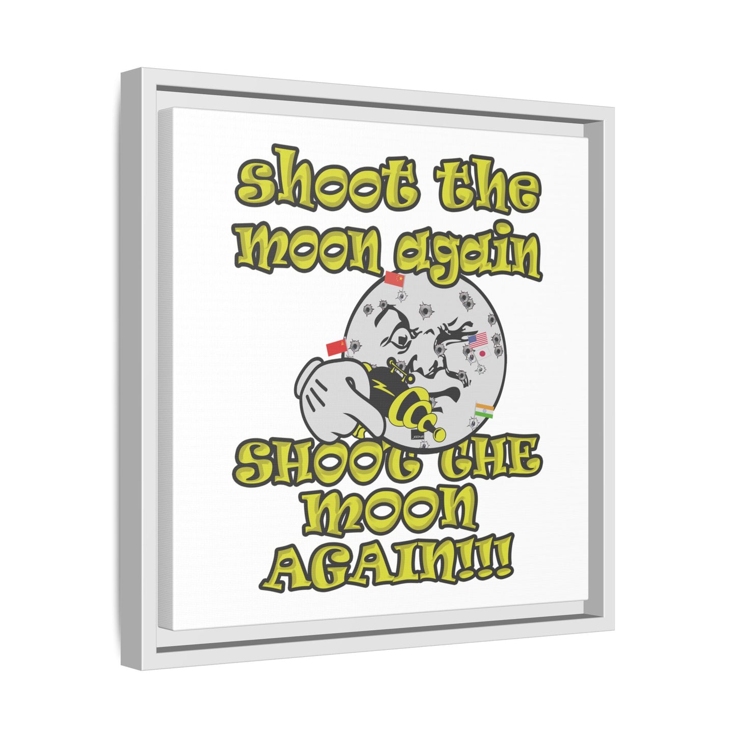shoot the moon again - framed canvas art (white)