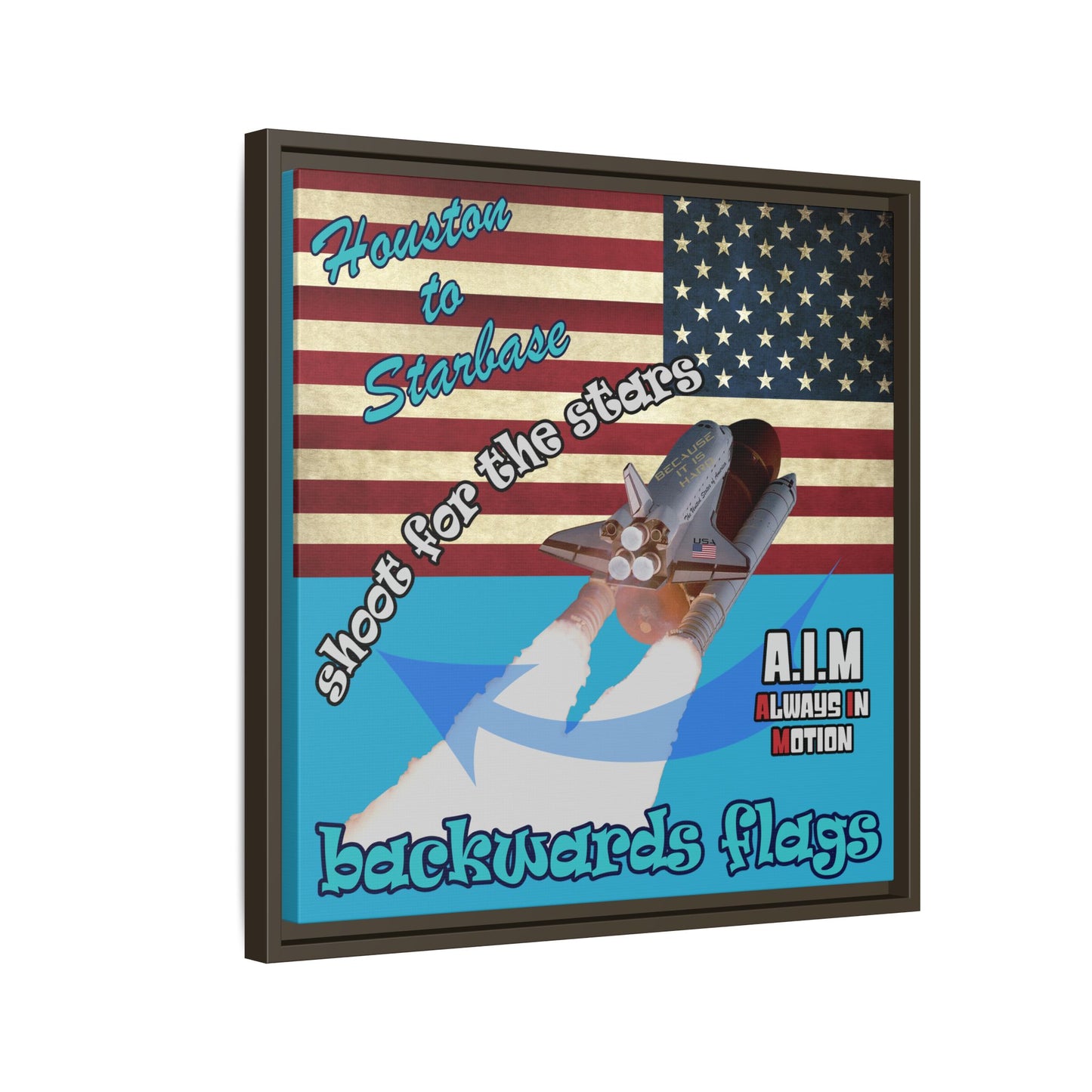 shoot for the stars - framed canvas art (turquoise)