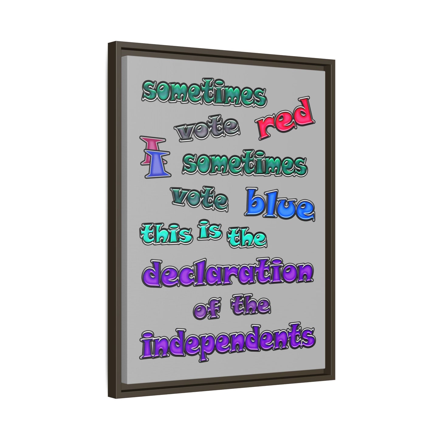 declaration of the independents - framed canvas art (light grey)
