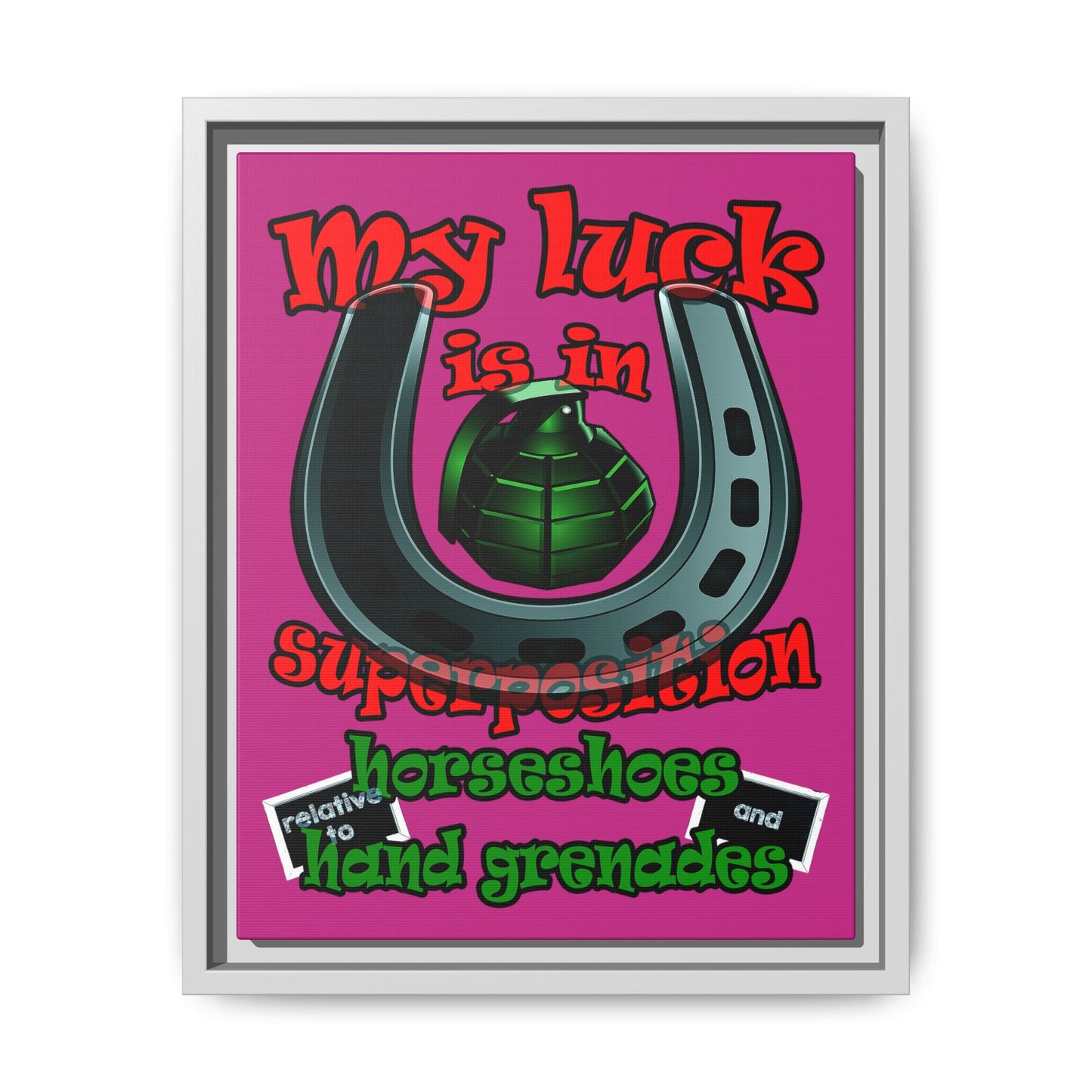 my luck - framed canvas art (pink)