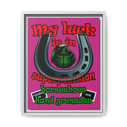 my luck - framed canvas art (pink)
