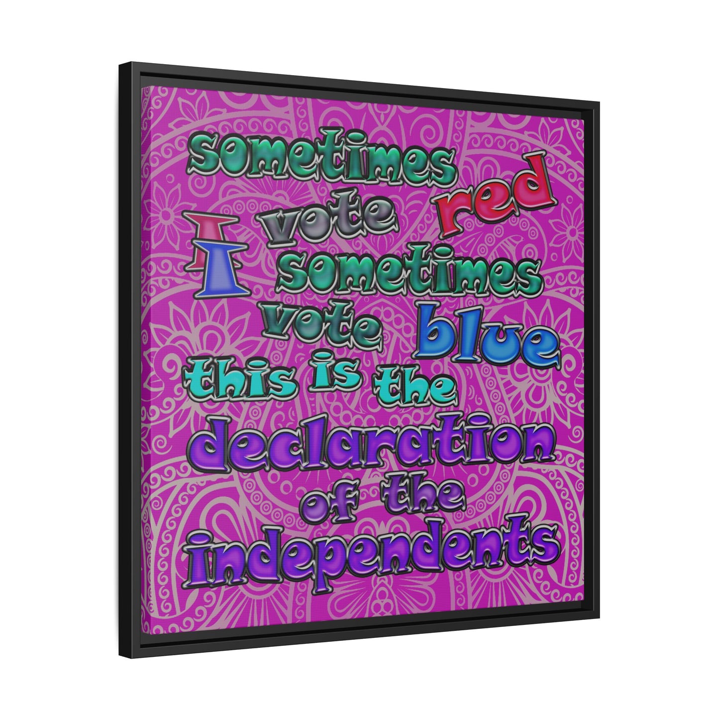 declaration of the independents - framed canvas art (pink swirl)