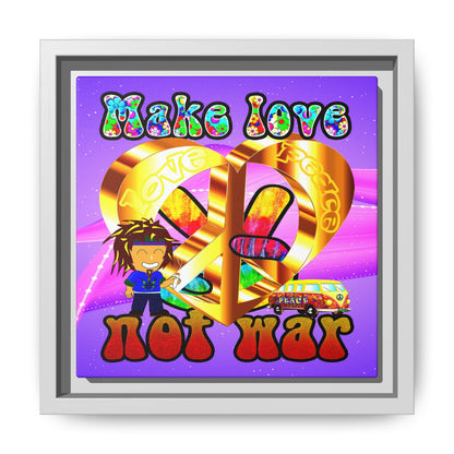 love peace - framed canvas art (purple-pink wave)