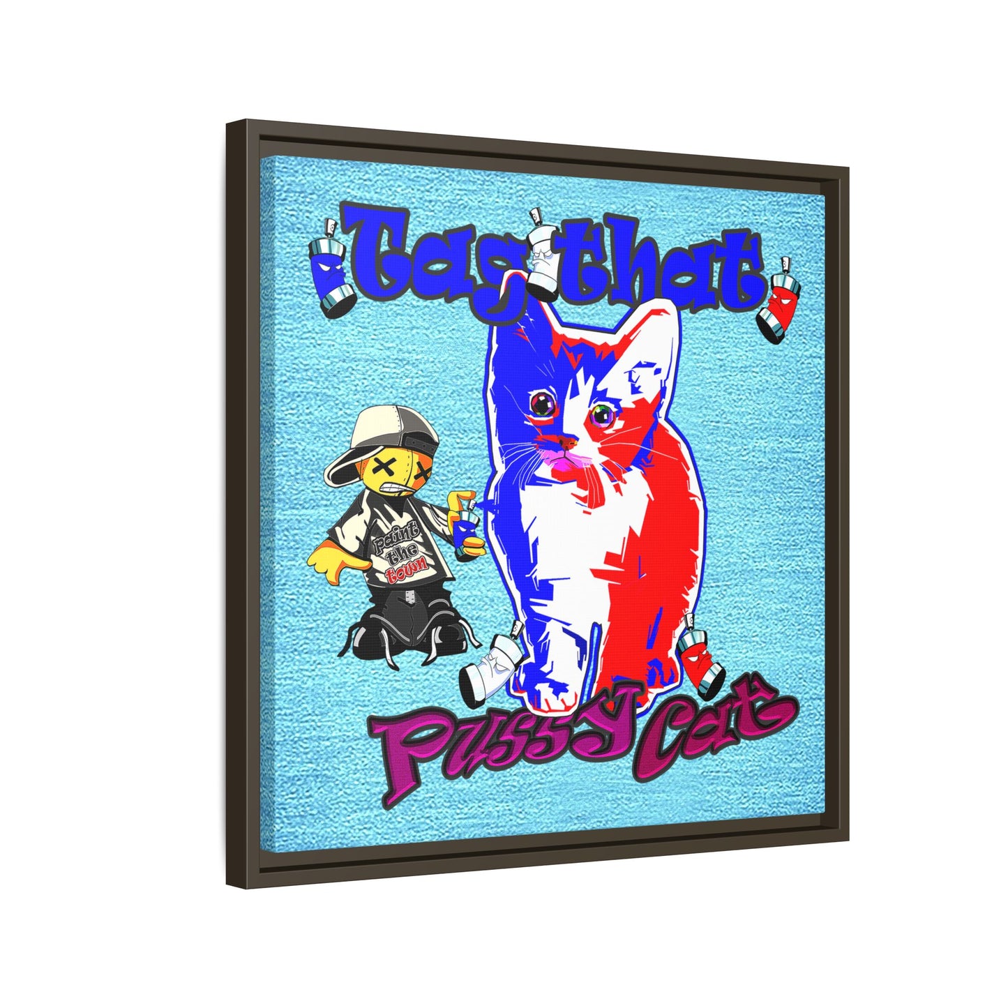 tag that - framed canvas art (faded blue)