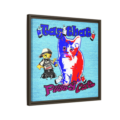 tag that - framed canvas art (faded blue)
