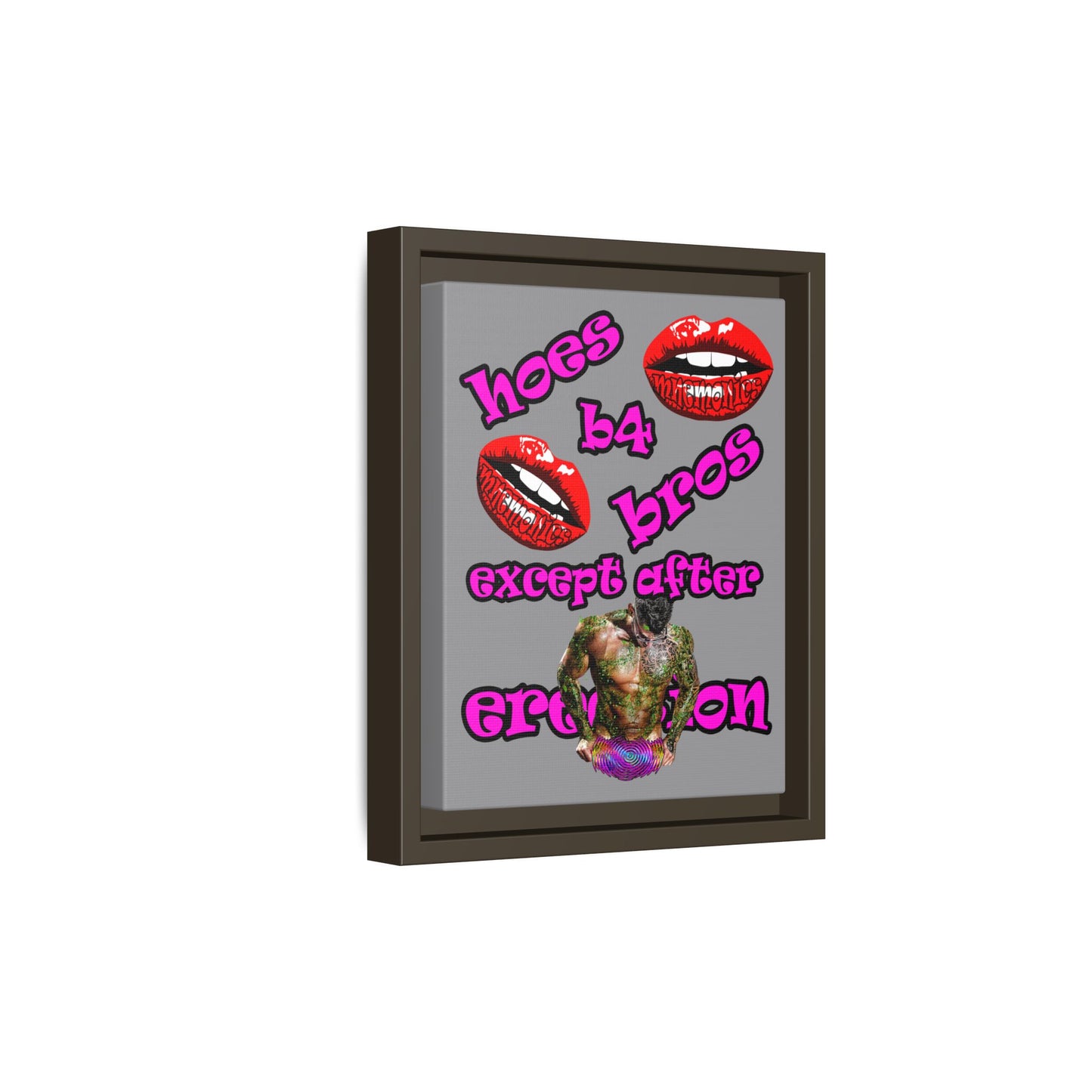 hoes b4 bros - framed canvas art (grey)