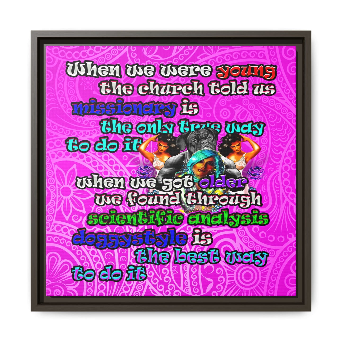 doggystyle - framed canvas art (pink swirl)