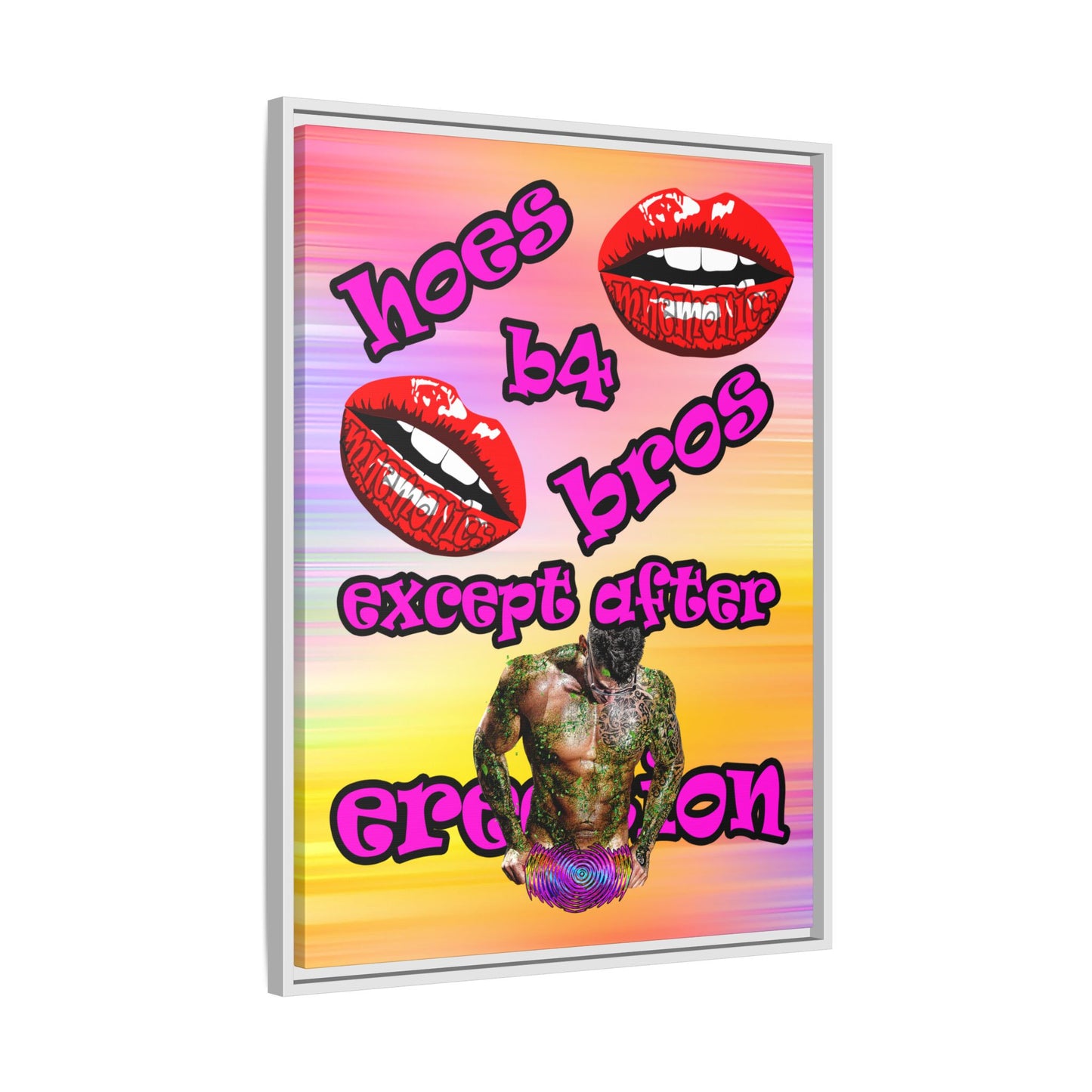 hoes b4 bros - framed canvas art (color blur)