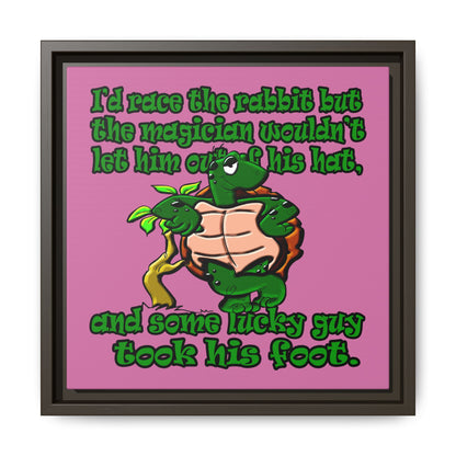 turtle race - framed canvas art (light pink)