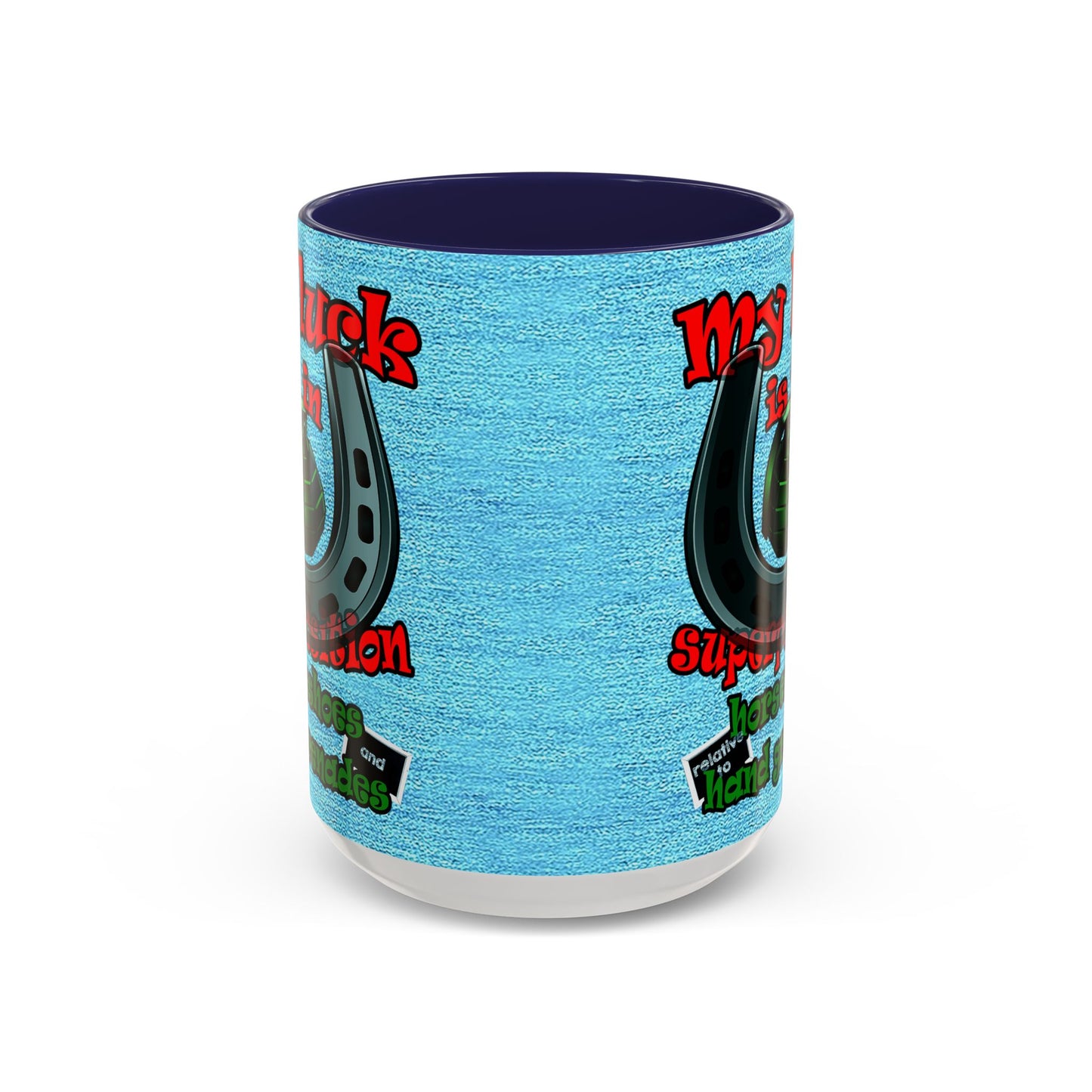 my luck - Accent Mug (faded dark blue)