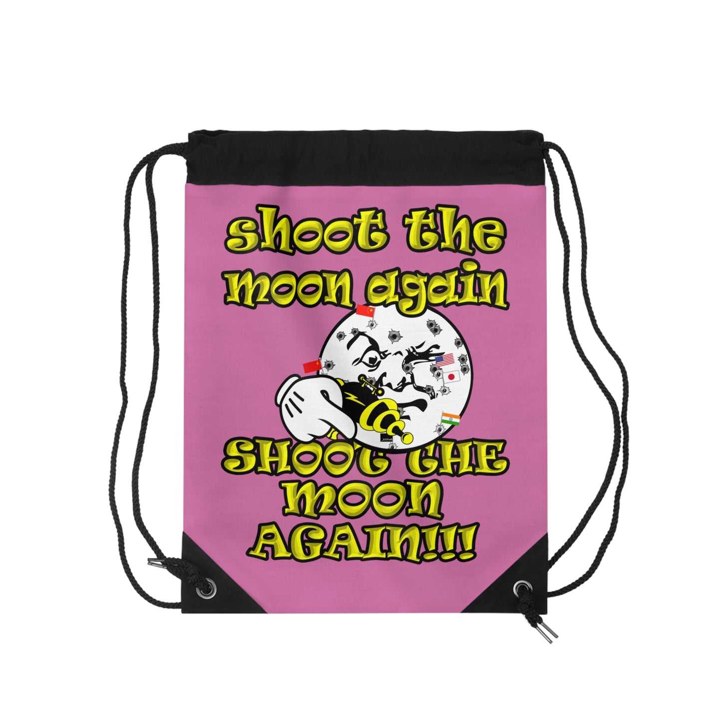 shoot the moon again - Drawstring Bag (light pink)