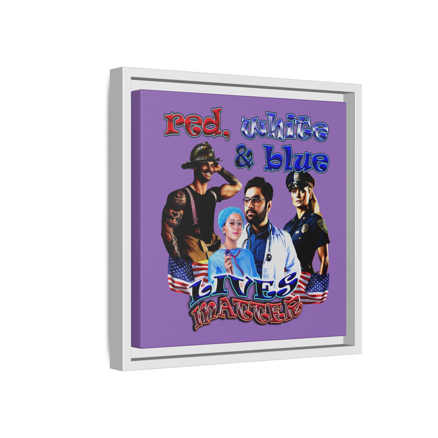 rw&b lives matter - framed canvas art (light purple)