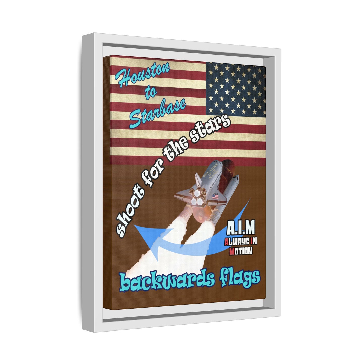 shoot for the stars - framed canvas art (brown)