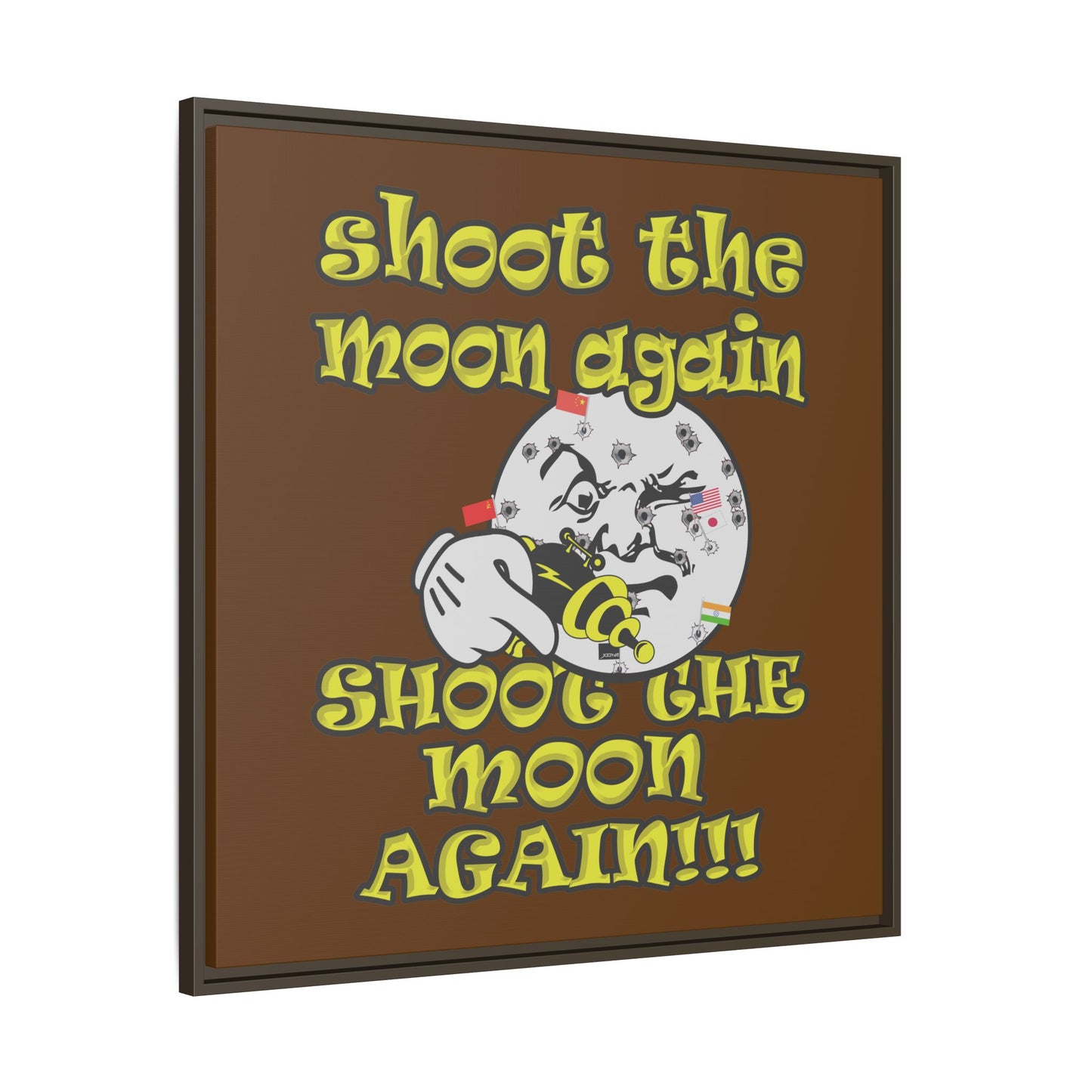 shoot the moon again - framed canvas art (brown)