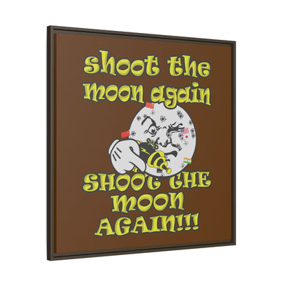 shoot the moon again - framed canvas art (brown)