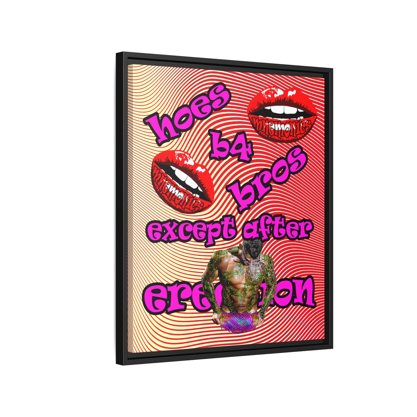 hoes b4 bros - framed canvas art (yellow-orange wave)