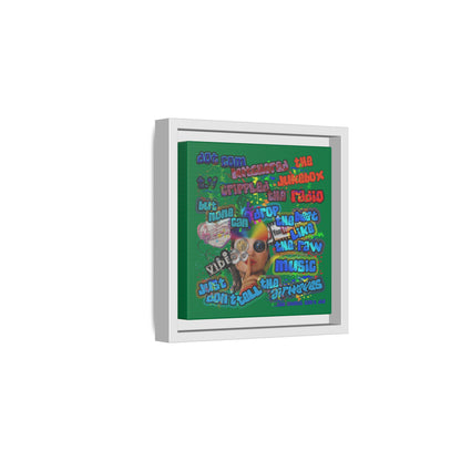 drop the beat - framed canvas art (dark green)