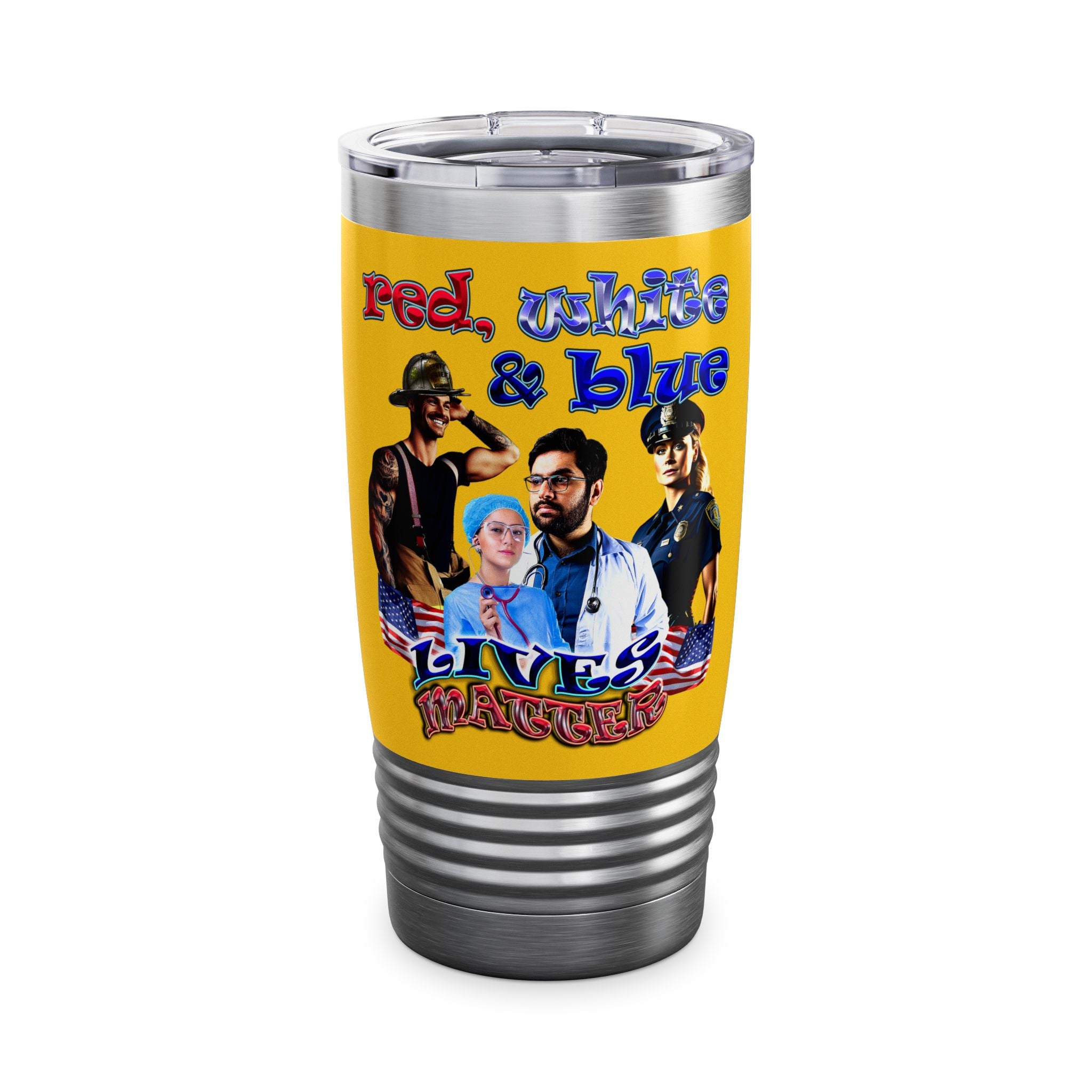 rw&b lives matter - Ringneck Tumbler, 20oz (yellow)
