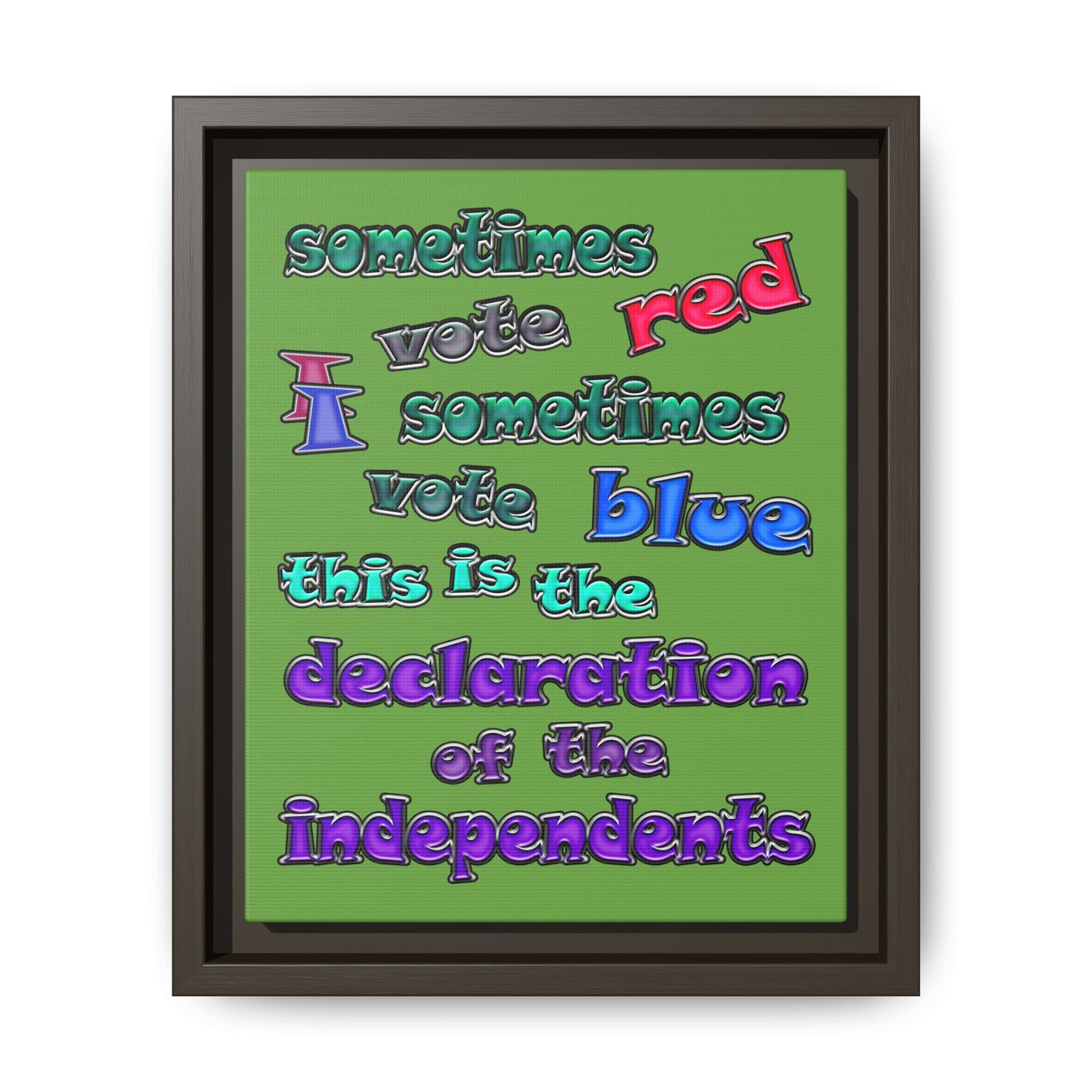 declaration of the independents - framed canvas art (green)