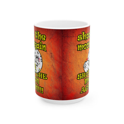 shoot the moon again - White Mug (burnt orange)