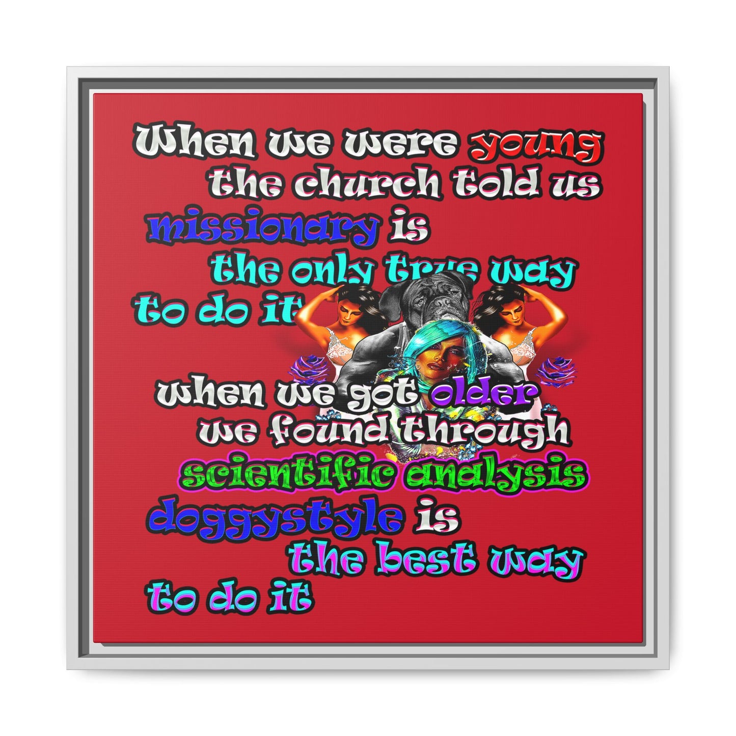doggystyle - framed canvas art (dark red)