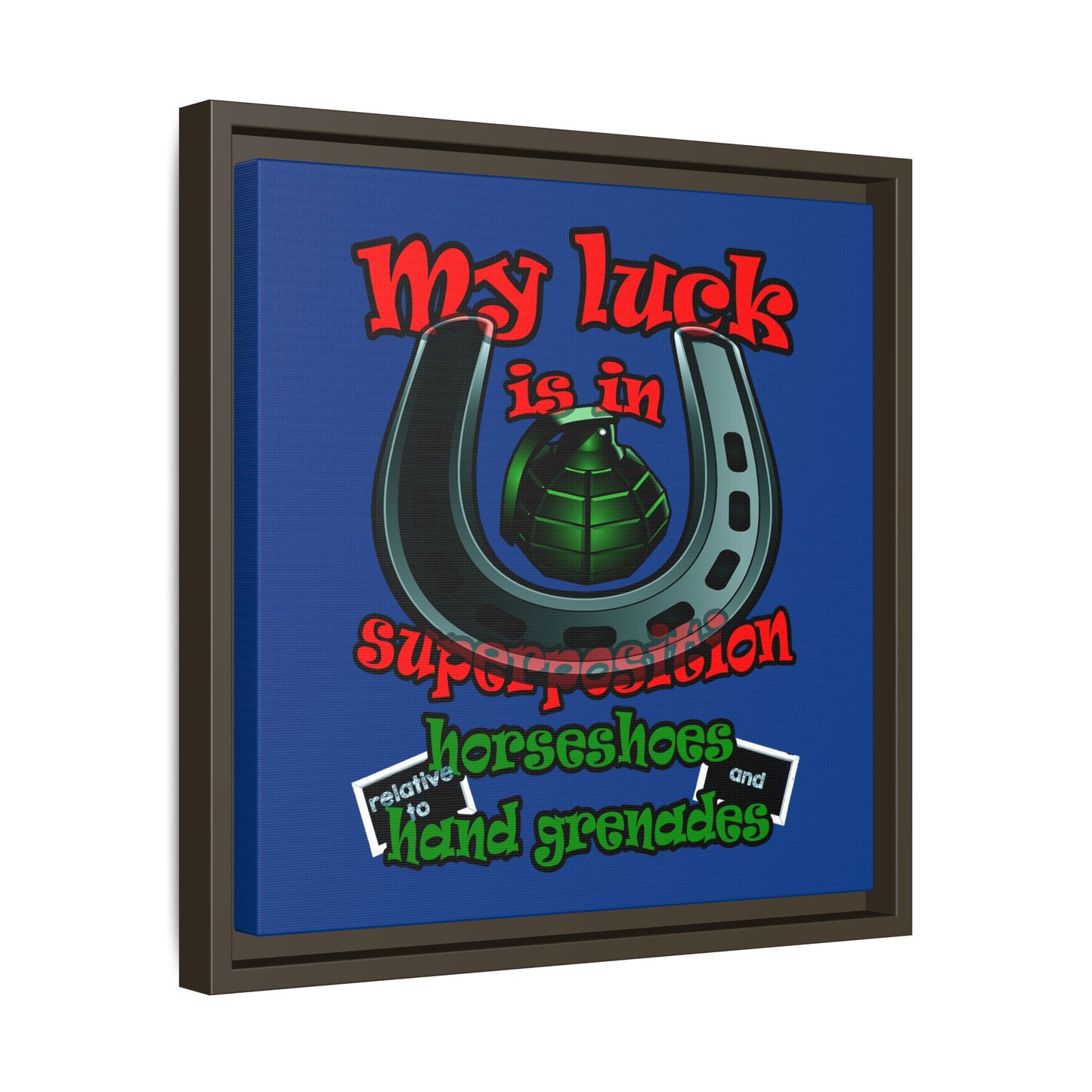 my luck - framed canvas art (dark blue)