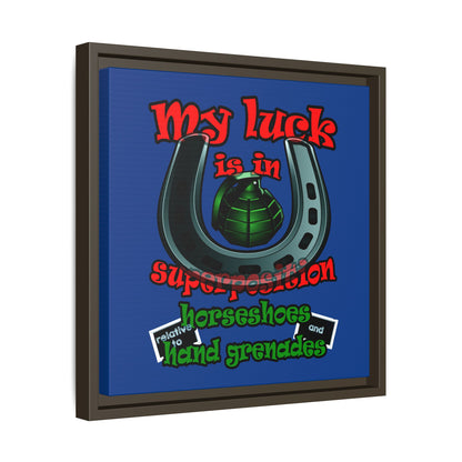 my luck - framed canvas art (dark blue)