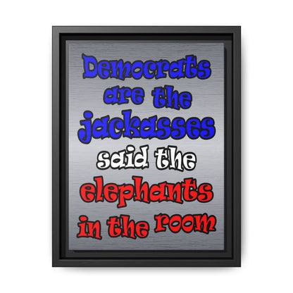 donkeys and elephants - framed canvas art (brushed nickel)