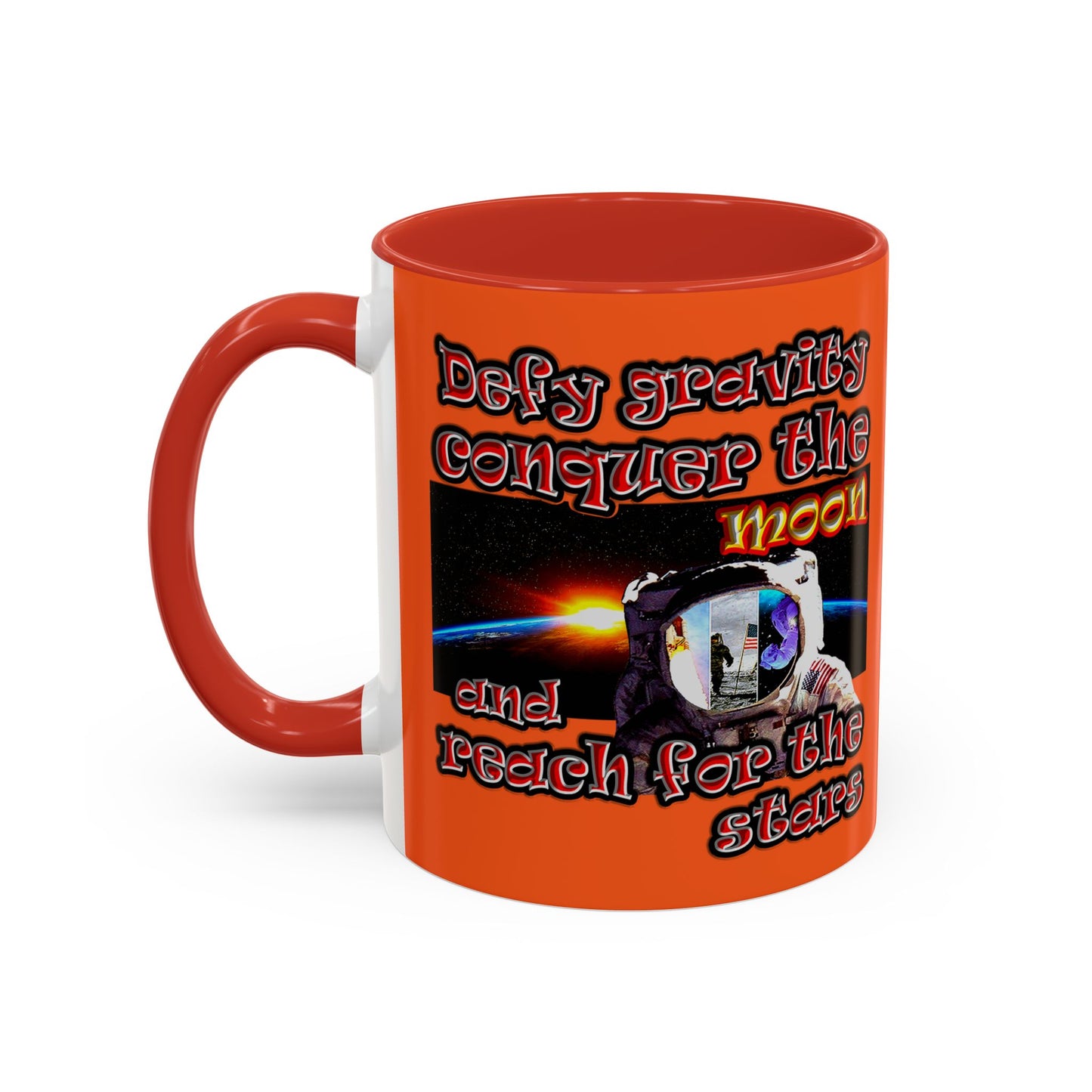 defy conquer reach - Accent Mug (orange)
