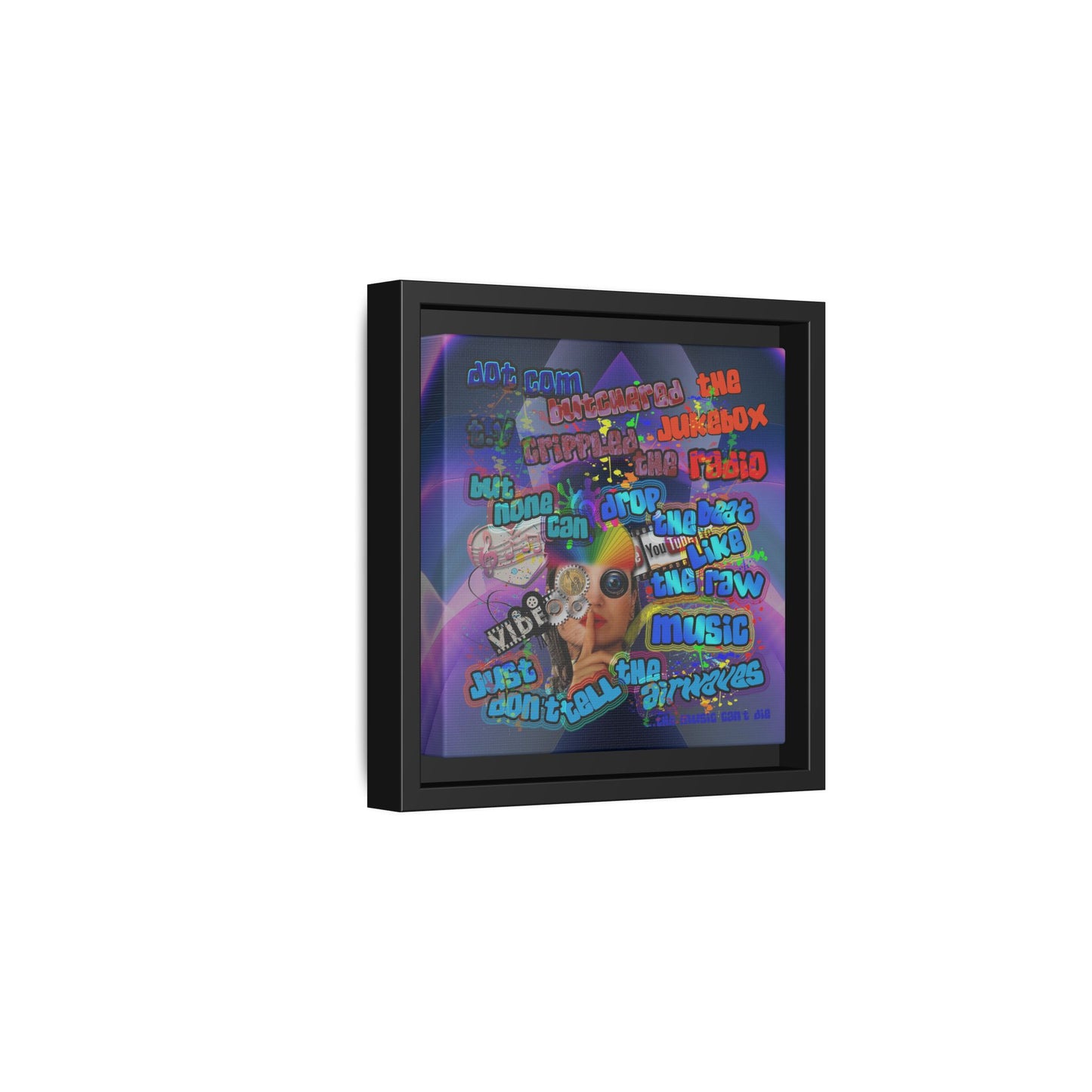 drop the beat - framed canvas art (grey-pink wave)
