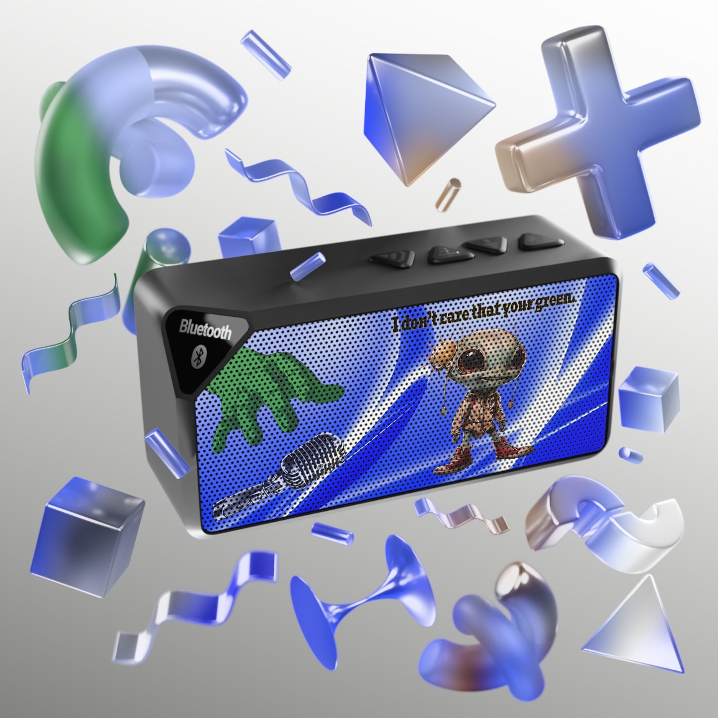 I don't care that your green - Jabba Bluetooth Speaker (blue-white wave)
