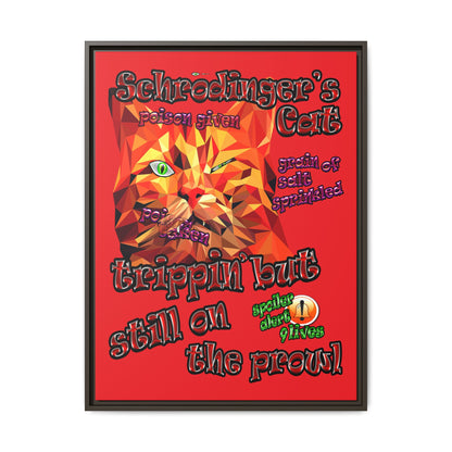 schrodinger's cat - framed canvas art (red)