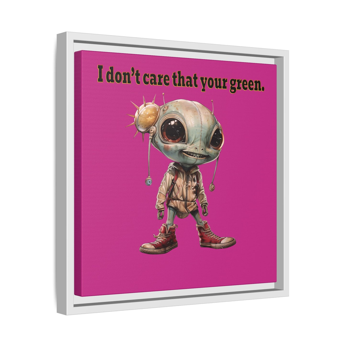 I don't care that your green - framed canvas art (pink)