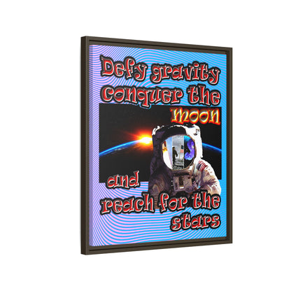 defy conquer reach - framed canvas art (light blue-purple wave)