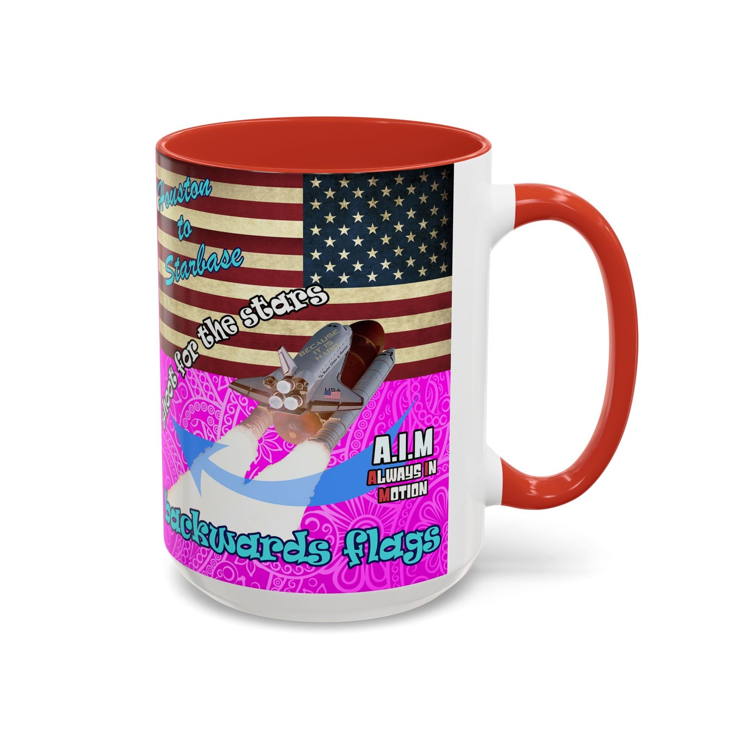 shoot for the stars - Accent Mug (pink swirl)