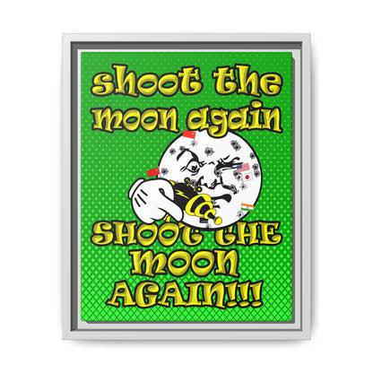 shoot the moon again - framed canvas art (logo green)