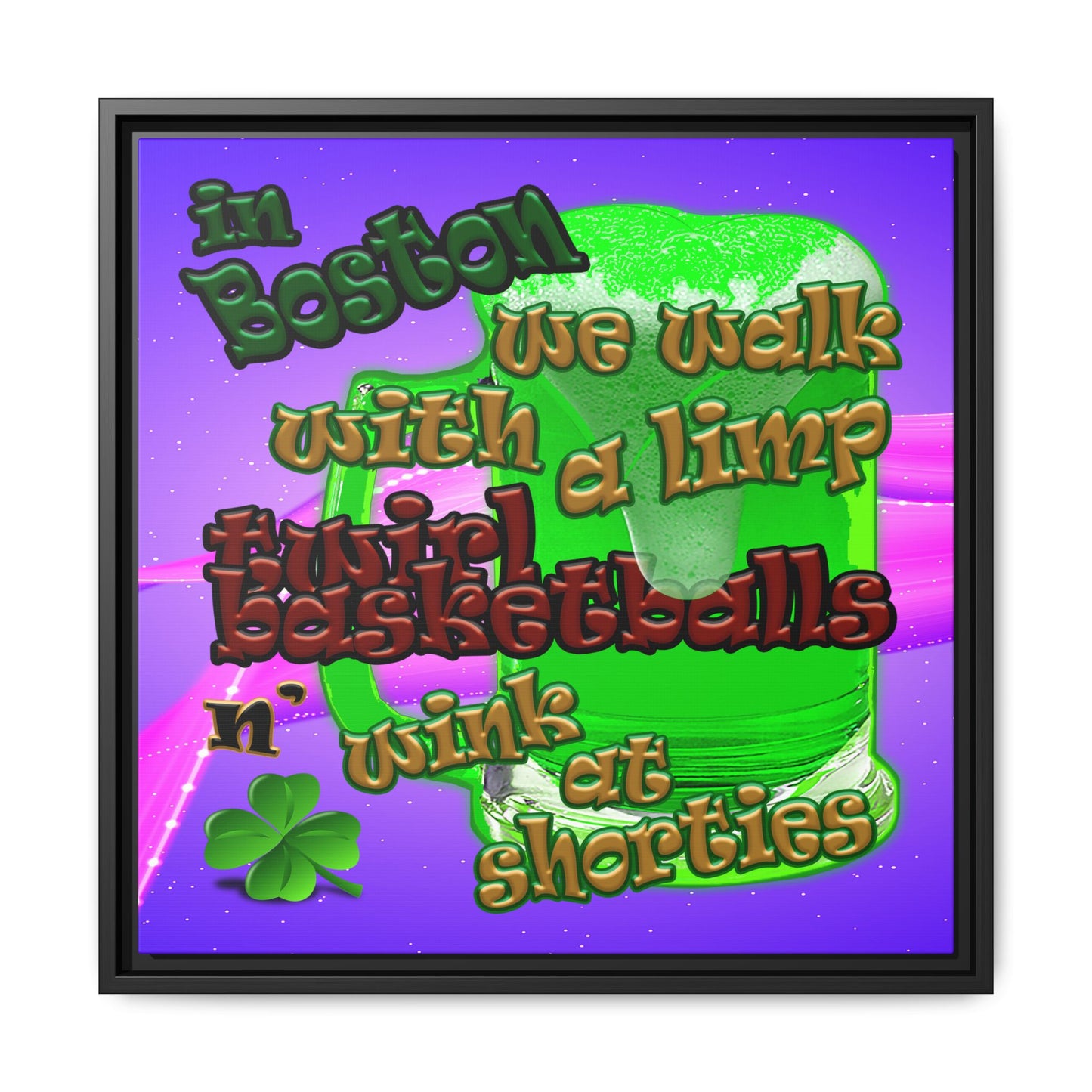 celtics logo - framed canvas art (purple-pink wave)