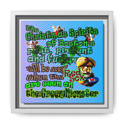 christmas spirits of boston - framed canvas art (light blue-purple wave)