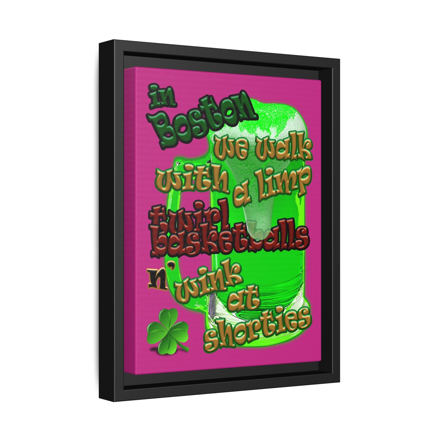 celtics logo - framed canvas art (pink)