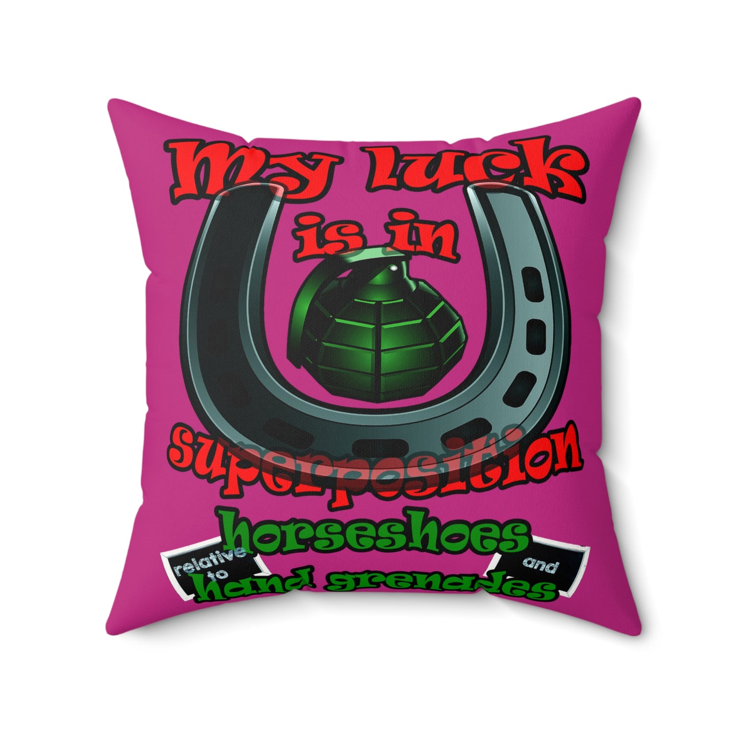 my luck - Faux Suede Square Pillow - (pink)