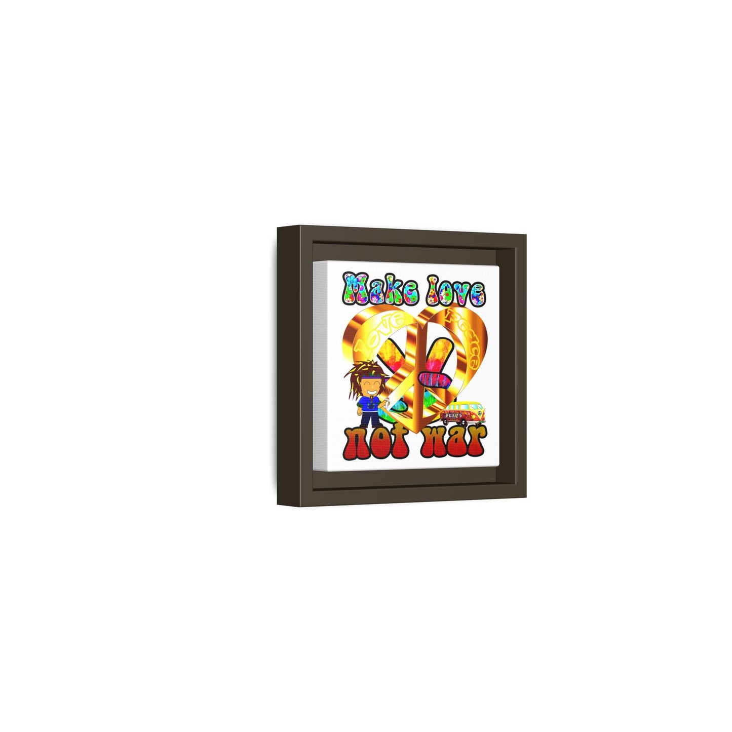 love peace - framed canvas art (white)