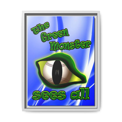 green monster - framed canvas art (blue-white wave)