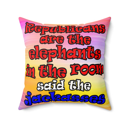 donkeys and elephants - Faux Suede Square Pillow - (color blur)